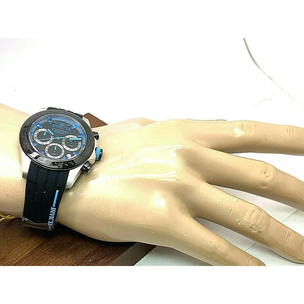 Invicta Men's Watch 17193 Speedway Chronograph Quartz Blue Black Rubber Band - Picture 4 of 12